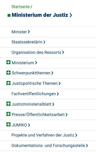 Menü Ministerium der Justiz