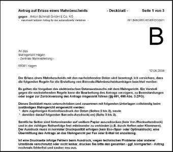Antrag auf Erlass eines Mahnbescheids