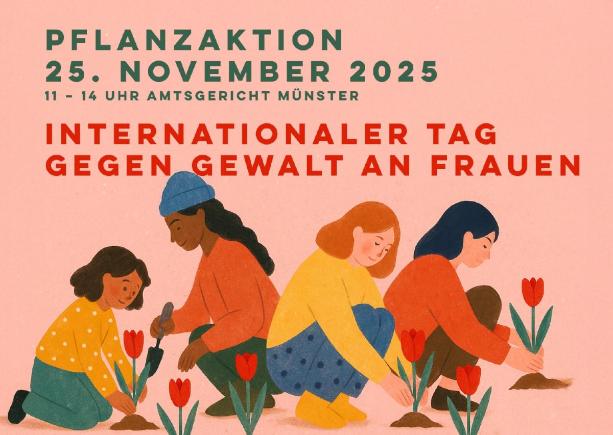 Vier Frauen pflanzen Blumen