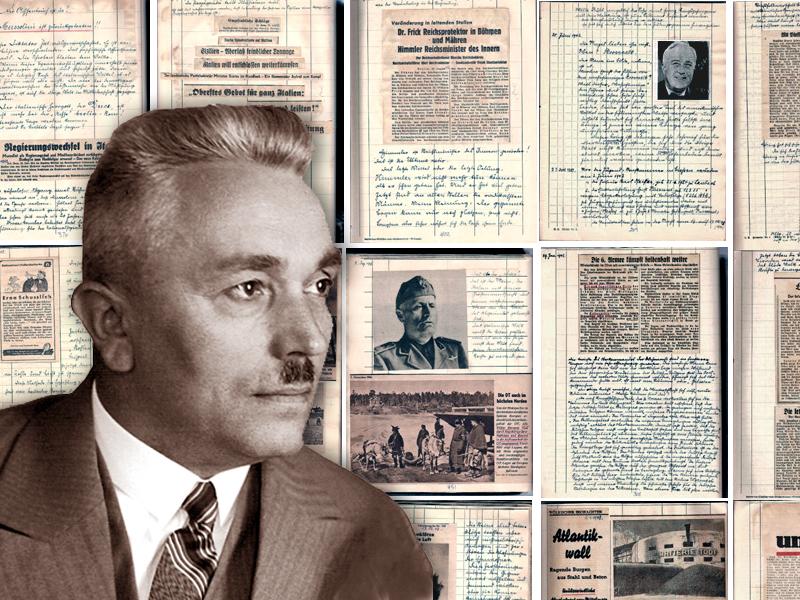 Bild Friedrich Kellner mit Tagebuchseiten