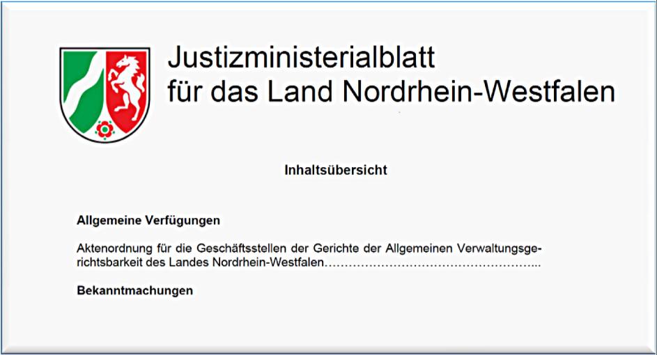 Justizministerialblatt Nordrhein-Westfalen