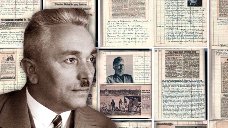 Bild Friedrich Kellner mit Tagebuchseiten